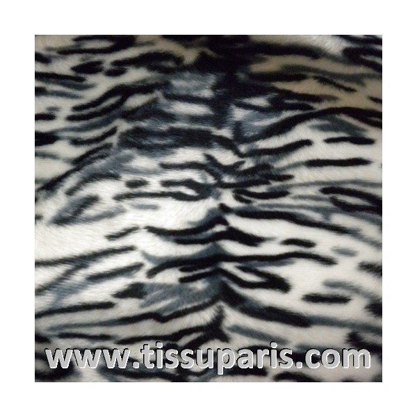 Tissu Fausse Fourrure tigre blanc noir FAT01