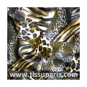 Tissu Fausse Fourrure Léopard Tigre Marron Clair FAL15