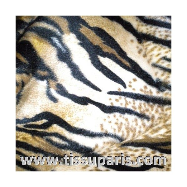 Tissu Fausse Fourrure Tigre Marron Clair FAT07