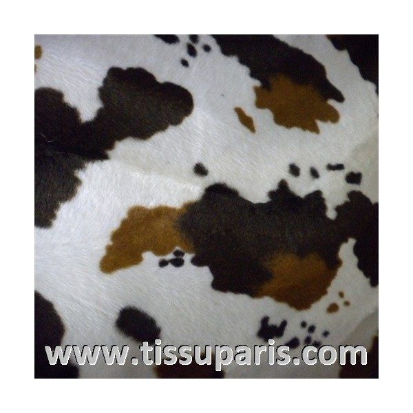 Tissu Fausse Fourrure Vache blanc noir FAV03
