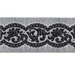 Dentelle de Calais Ombre 10 cm fil lurex argent NOIR