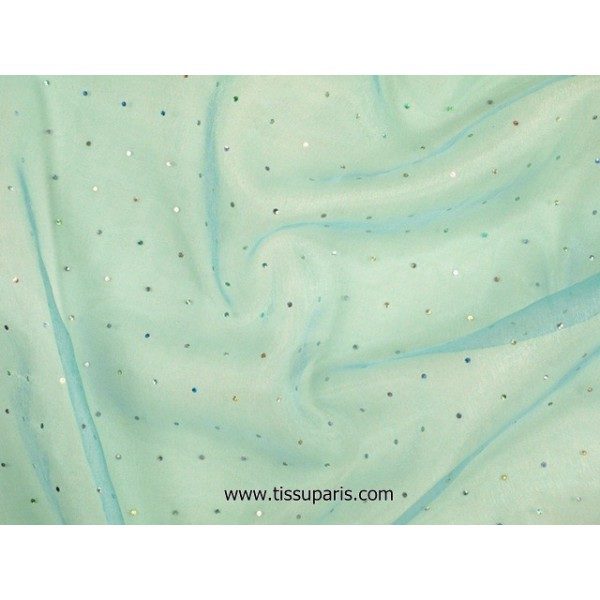 Organza à paillettes turquoise 7362-29