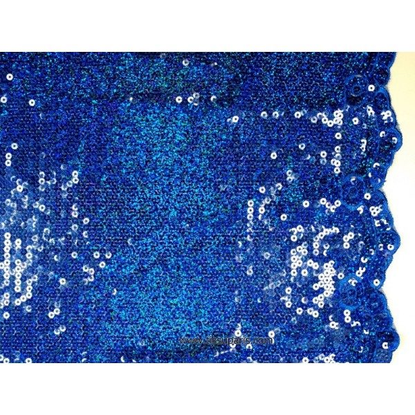 Tissu Pailleté bords arqués bleu 5274-15 125cm