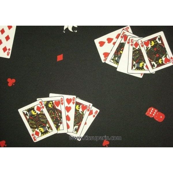 Tissu stretch cartes noir 5254-1 150cm