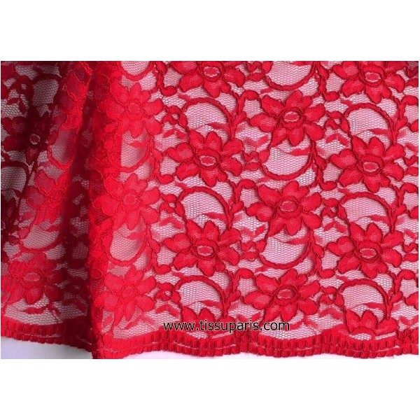 Dentelle fleurs bords arqués rouge 900920-5 134cm