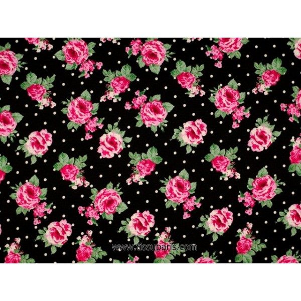 Tissu de coton imprimé fleurs noir140cm 3614-2