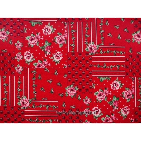Coton imprimé fleurs rouge 140cm 3613-1