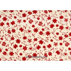 Coton imprimé fleurs blanc-rouge 140cm 501809-5