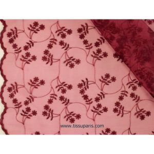 Organza brodé de qualité bordeaux 139cm 501786-6