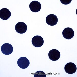 Coton à pois 2,8cm blanc-bleu 140cm 100% coton