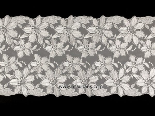 Dentelle broderie florale blanc 200mm NZ-00249
