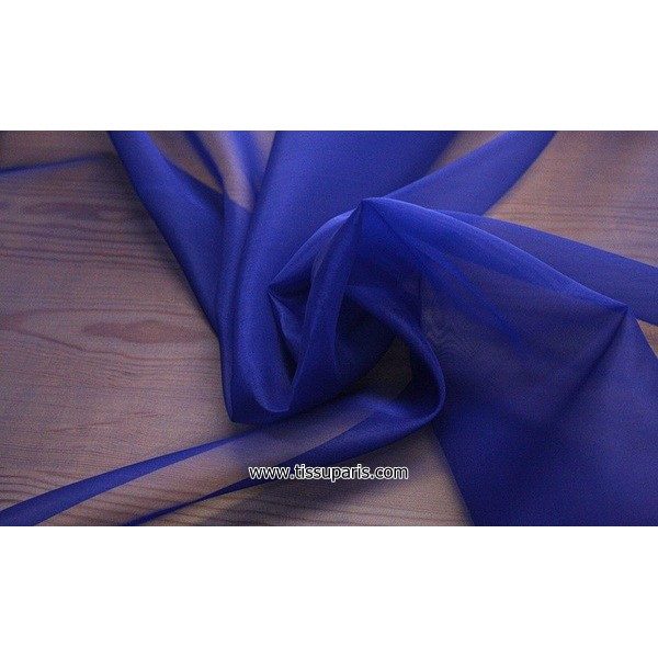 Organdi bleu 131141 100% Soie