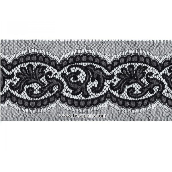 Dentelle de Calais Ombre 10 cm fil lurex argent NOIR