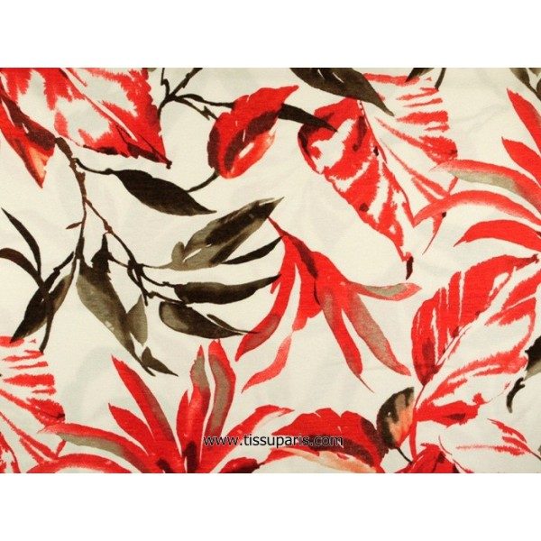 Tissu Jersey viscose fleurs rouge SOPO-1517