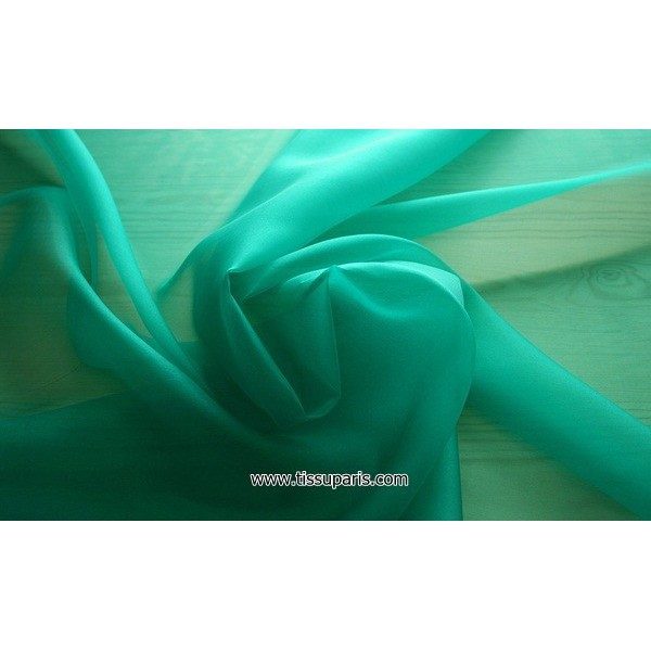 Organdi beu vert 131084 100% Soie