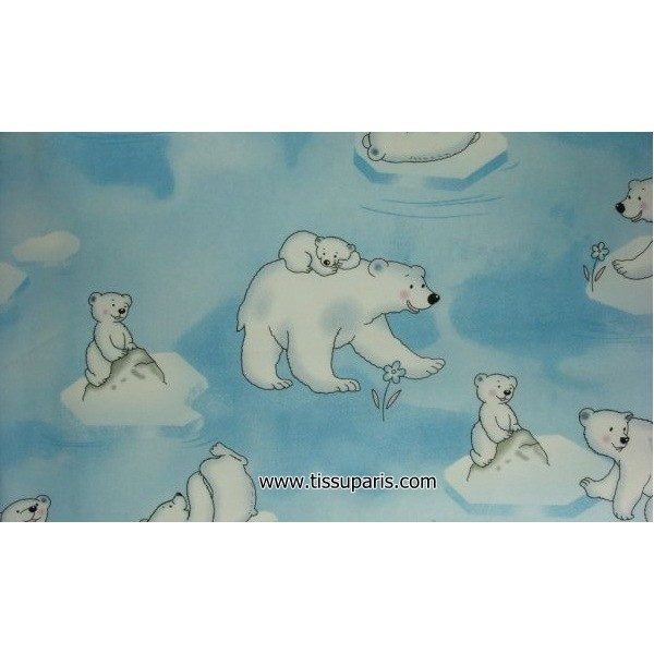 Tissu Ours Blanc 3538-1 bleu clair