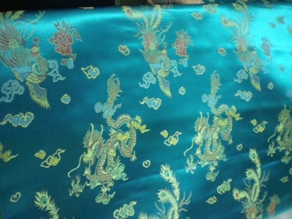 tissu chinoi turquoise