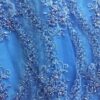 Dentelle perlée bleue turquoise avec pierres diamants